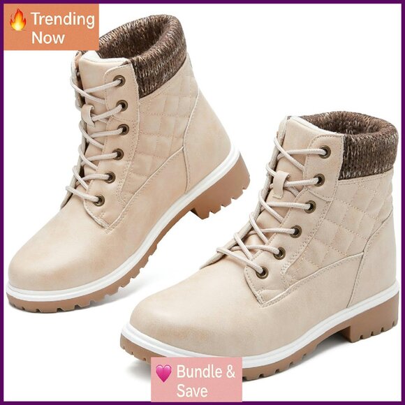 Waterproof Ankle Boots Winter Snow Combat Lace Up Non Slip Hiking Work
